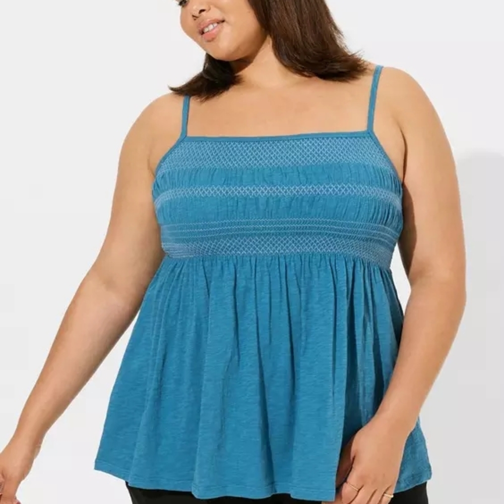 Torrid Teal Smocked Camisole Top